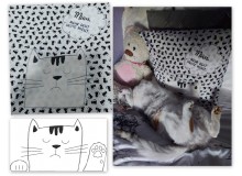 Stickdatei - Doodle Grummelige Katze Gucker Doodle Appli winkend